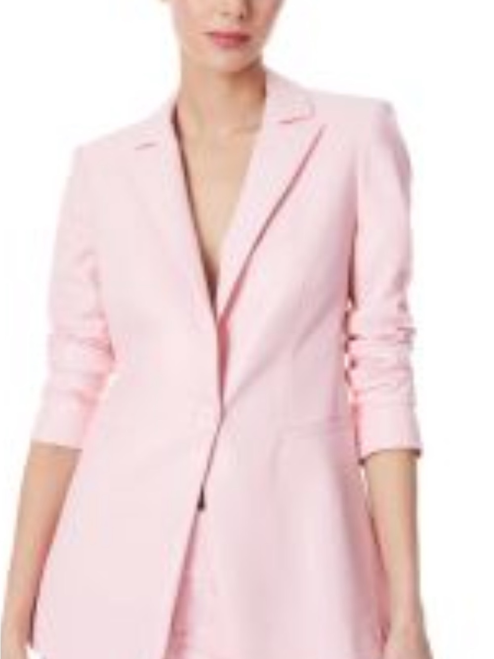 Alice + Olivia Blush Pink Single-Button Tailored Blazer vegan leather